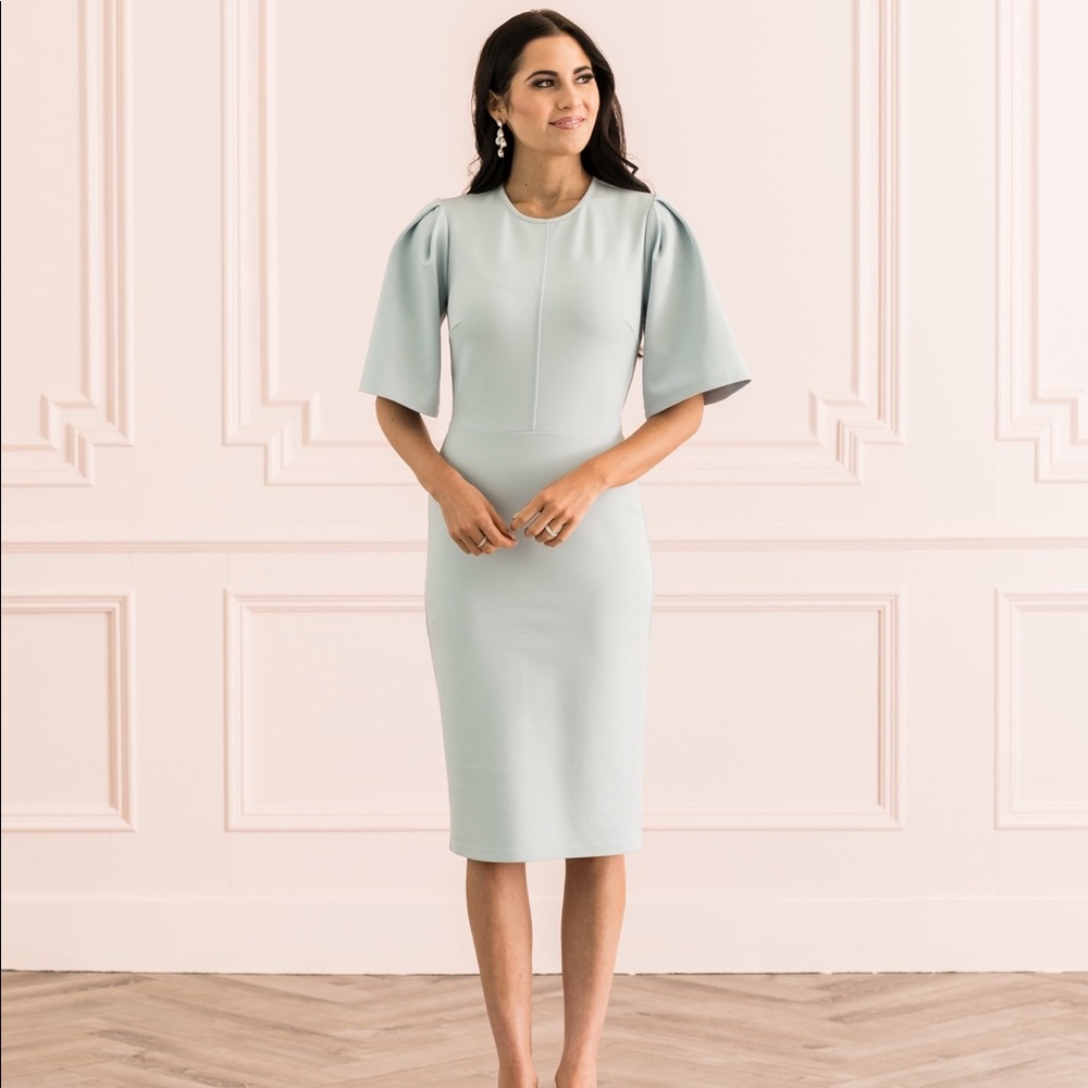 Rachel Parcell Flutter Sleeve Ponte Dress in Blue